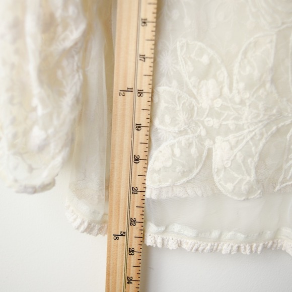 Sundance Romantic Lace Top M Ivory Embroidered Fairy Cottage Boho Festival Sheer - Picture 10 of 11